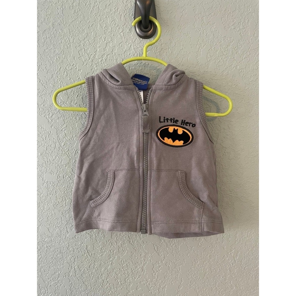Batman‎ Boys 6-9 Months Sweatshirt Vest  Hoodie Gray
